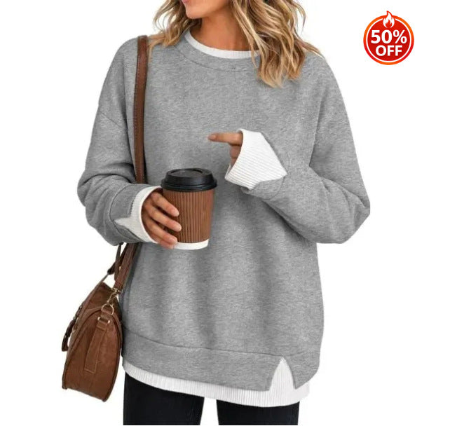 Women's Layered Sweatshirt Crew Neck Pullover